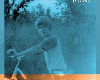 UPPAA Cover of the book "Ironhood: Poems" by Raymond Luczak, featuring a blue-tinted photograph of a young person with short hair standing next to a bicycle in a grassy outdoor setting.