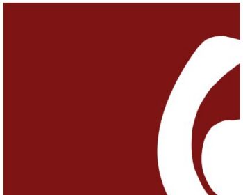 UPPAA Logo for the Bonifas Arts Center featuring text above a dark red square containing a white, curved graphic element.